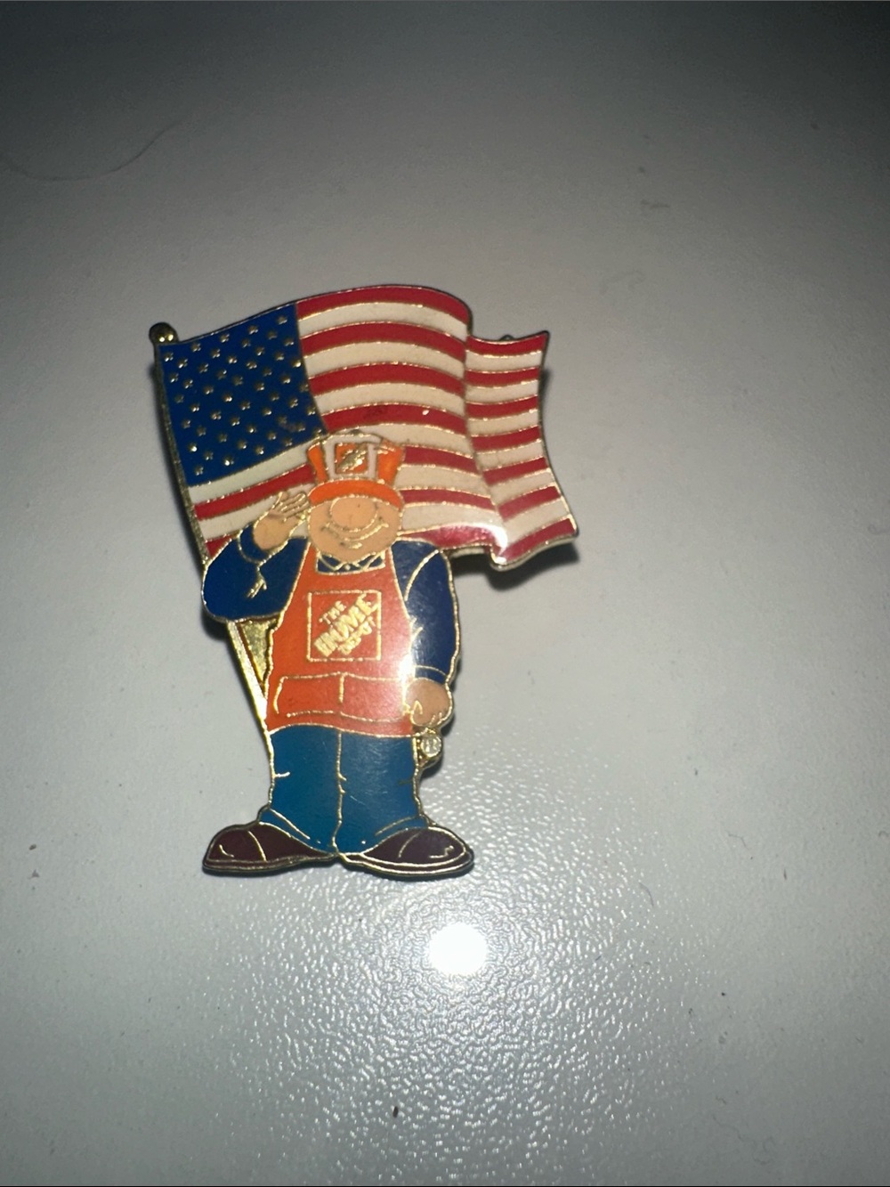 Home Depot Orange Apron Handyman Pin with American Flag